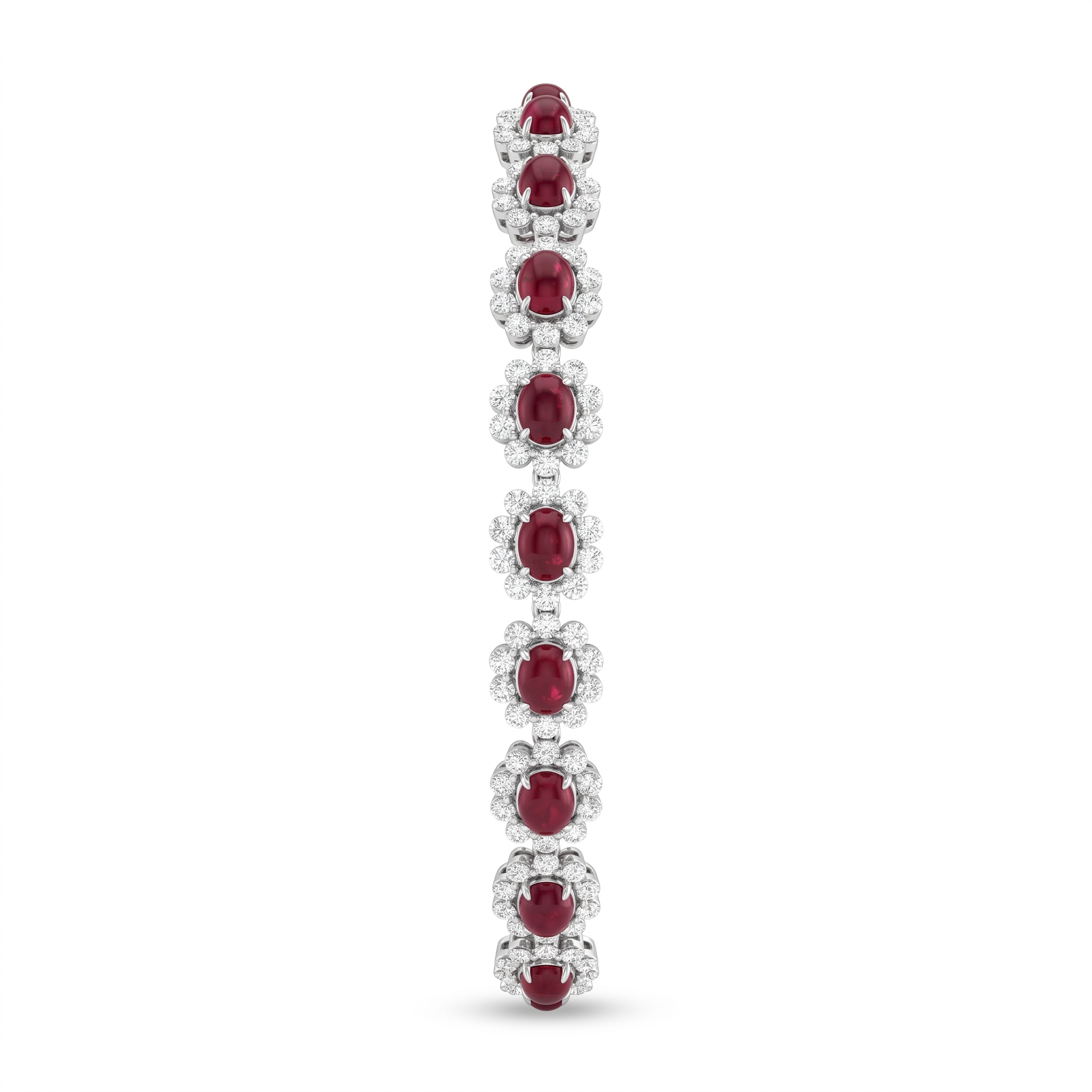 Natural Ruby & 4.00 CT Diamond Tennis Bracelet in 18K White Gold Main image