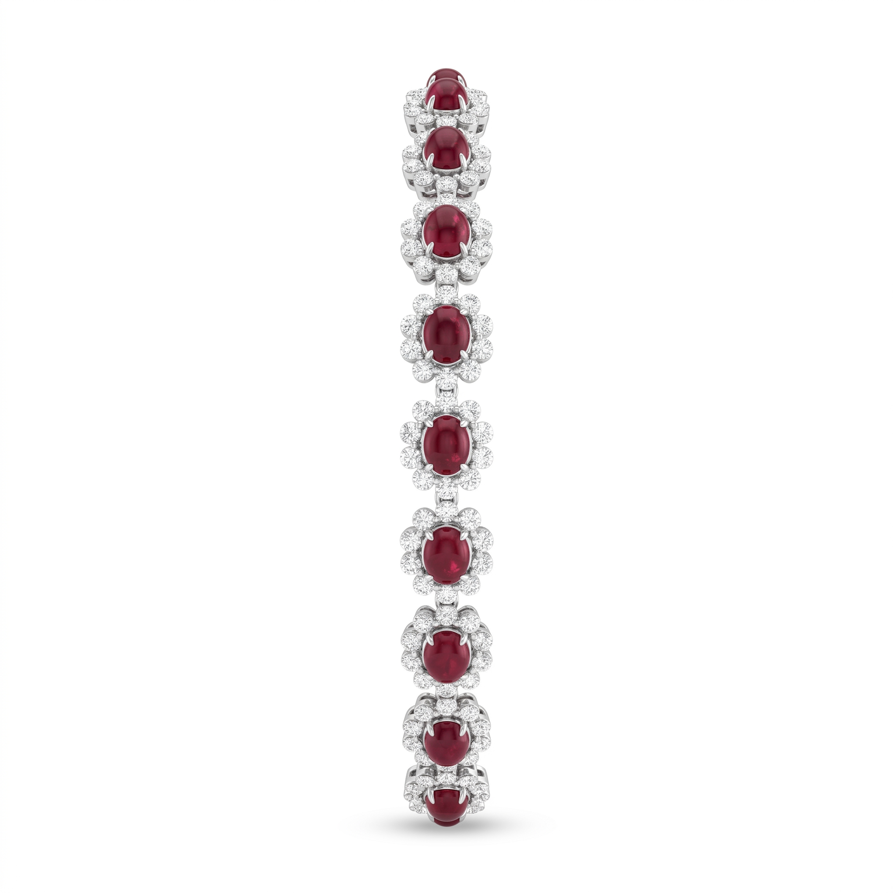 Natural Ruby & 4.00 CT Diamond Tennis Bracelet in 18K White Gold