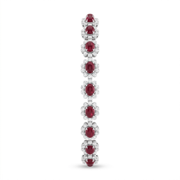 Natural Ruby & 4.00 CT Diamond Tennis Bracelet in 18K White Gold