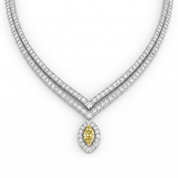 Natural Fancy Yellow Diamond & 5.72 CT Diamond Necklace in 18K White Gold