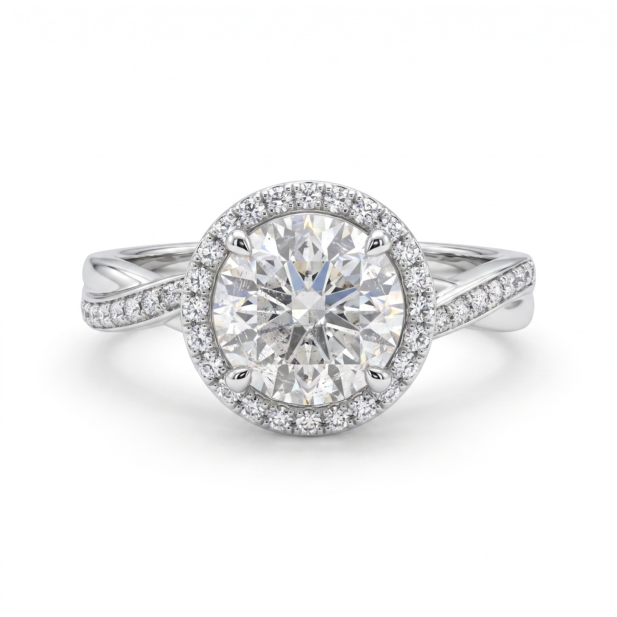 Natural Diamond Halo Engagement Ring | 2.83 CT Center Diamond | 3.28 CT Natural Diamonds | 18K White Gold | IGI & IGL Certified | Saleh Sallom Main image