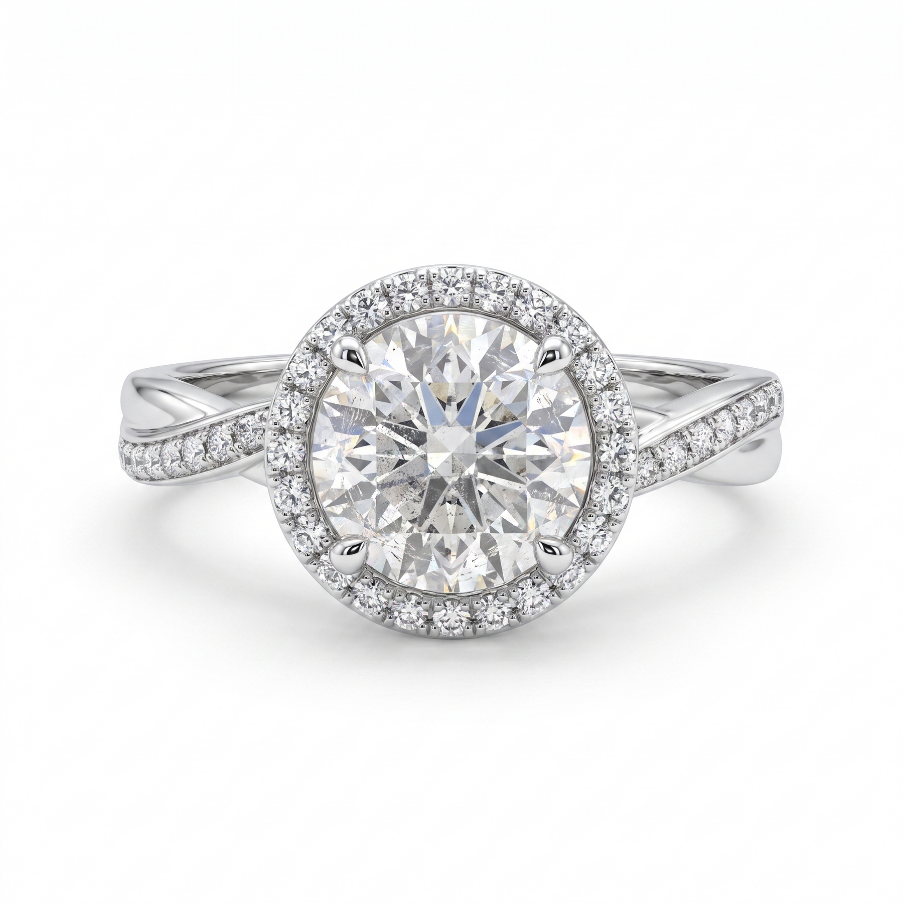 Natural Diamond Halo Engagement Ring in 18K White Gold | 2.83 CT Centre Diamond | 0.45 CT Natural Diamonds