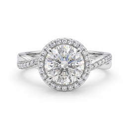 Natural Diamond Halo Engagement Ring in 18K White Gold | 2.83 CT Centre Diamond | 0.45 CT Natural Diamonds