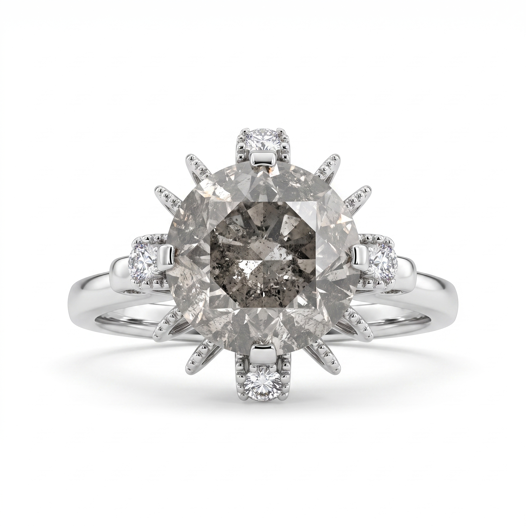 Natural Diamond Halo Ring | 3.12 CT Center Diamond | 3.27 CT Natural Diamonds | 18K White Gold | IGI Certified | Saleh Sallom Main image
