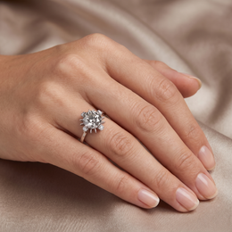 Natural Salt & Pepper Diamond Halo Ring in 18K White Gold | 3.12 CT Centre Diamond | 0.15 CT Natural Diamonds