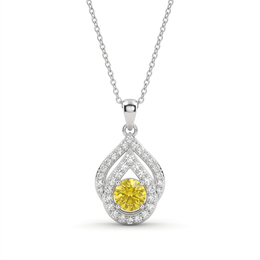 Natural Fancy Yellow Diamond Halo Pendant in 18K White Gold | 0.96 CT Natural Diamonds