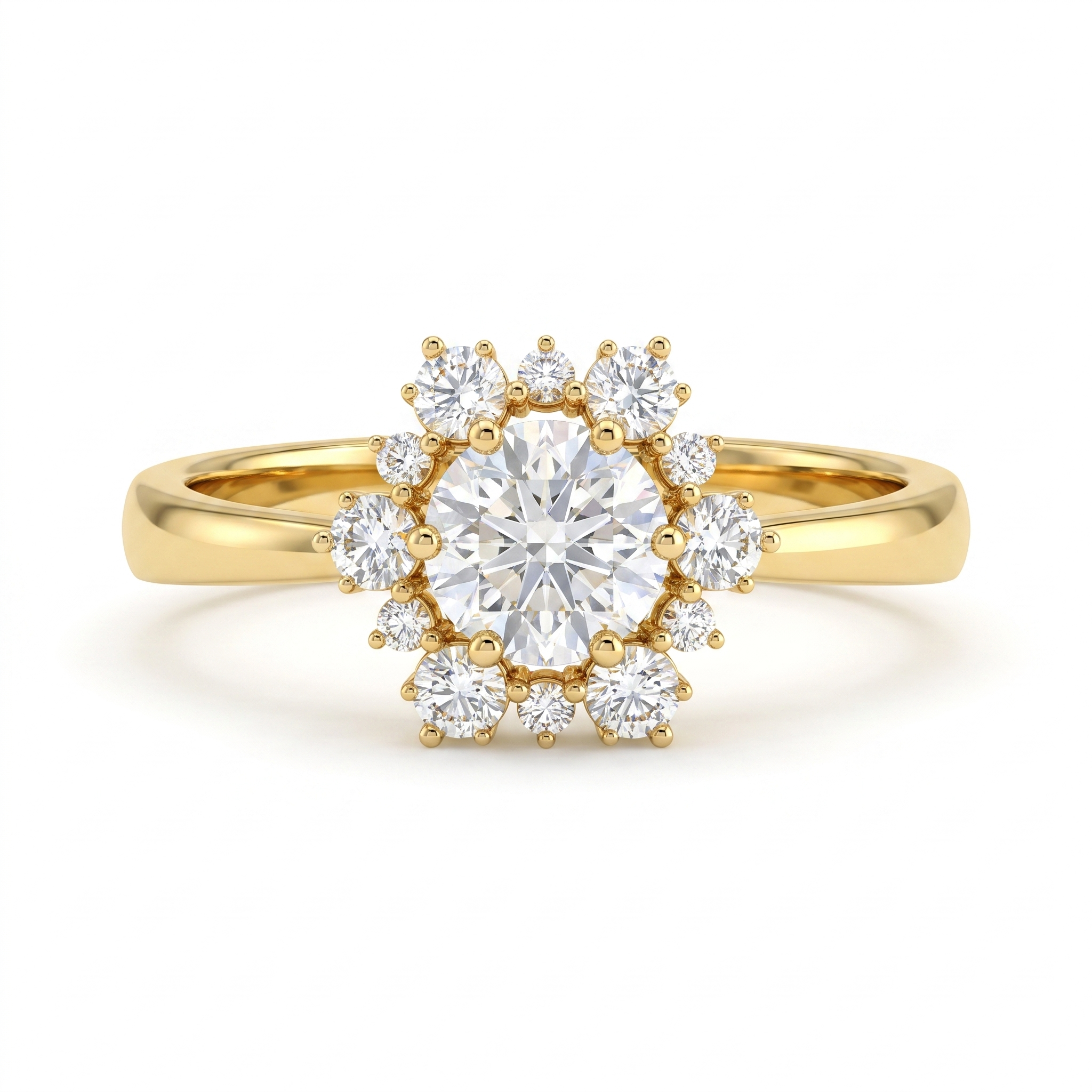 Natural Diamond Halo Ring in 18K Yellow Gold | 0.97 CT Natural Diamonds Main image