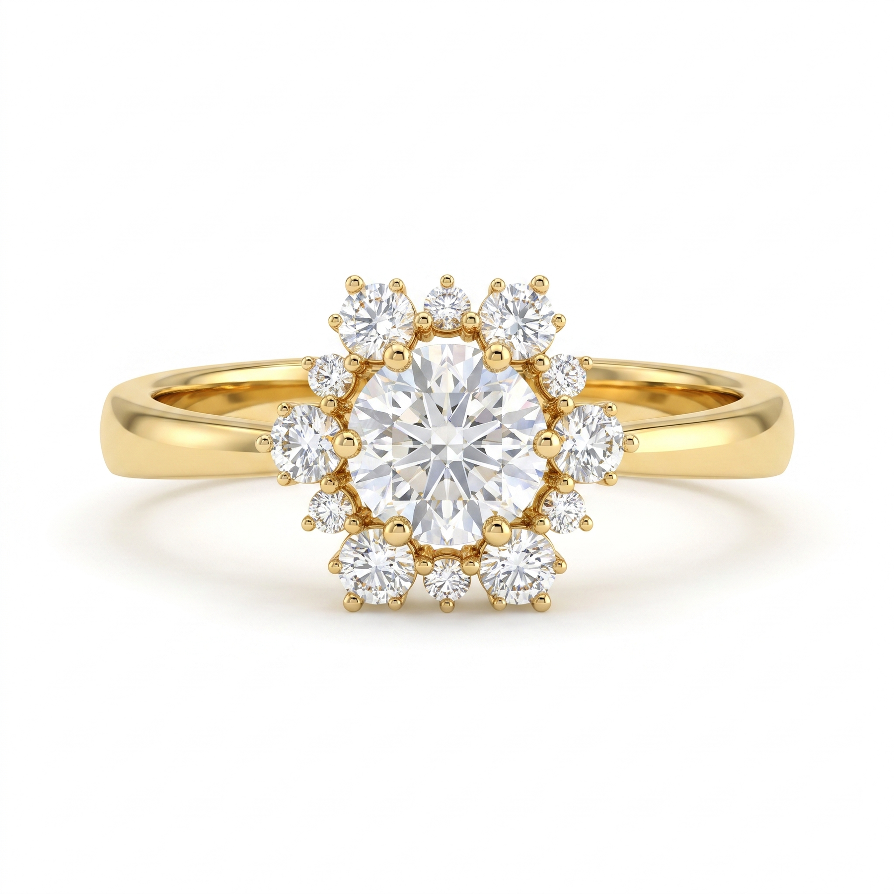 Natural Diamond Halo Ring in 18K Yellow Gold | 0.97 CT Natural Diamonds