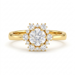 Natural Diamond Halo Ring in 18K Yellow Gold | 0.97 CT Natural Diamonds
