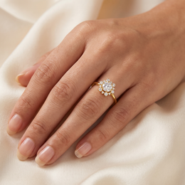 Natural Diamond Halo Ring in 18K Yellow Gold | 0.97 CT Natural Diamonds