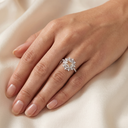 IGI Certified Natural Champagne Diamond Halo Ring in 18K White Gold | 0.40 CT Natural Diamonds