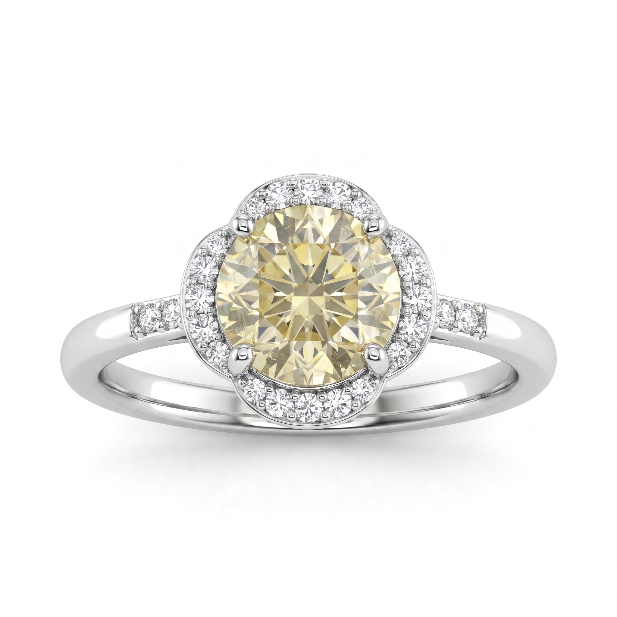 Natural Diamond Halo Engagement Ring | 1.11 CT Center Diamond | 1.34 CT Natural Diamonds | 18K White Gold | Saleh Sallom Main image