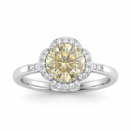 Natural Yellow Diamond Halo Ring in 18K White Gold | 1.335 CT Natural Diamonds