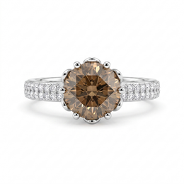 Natural Champagne Diamond Ring in 18K White Gold | 1.25 CT Champagne Diamond | 0.39 CT Natural Diamonds