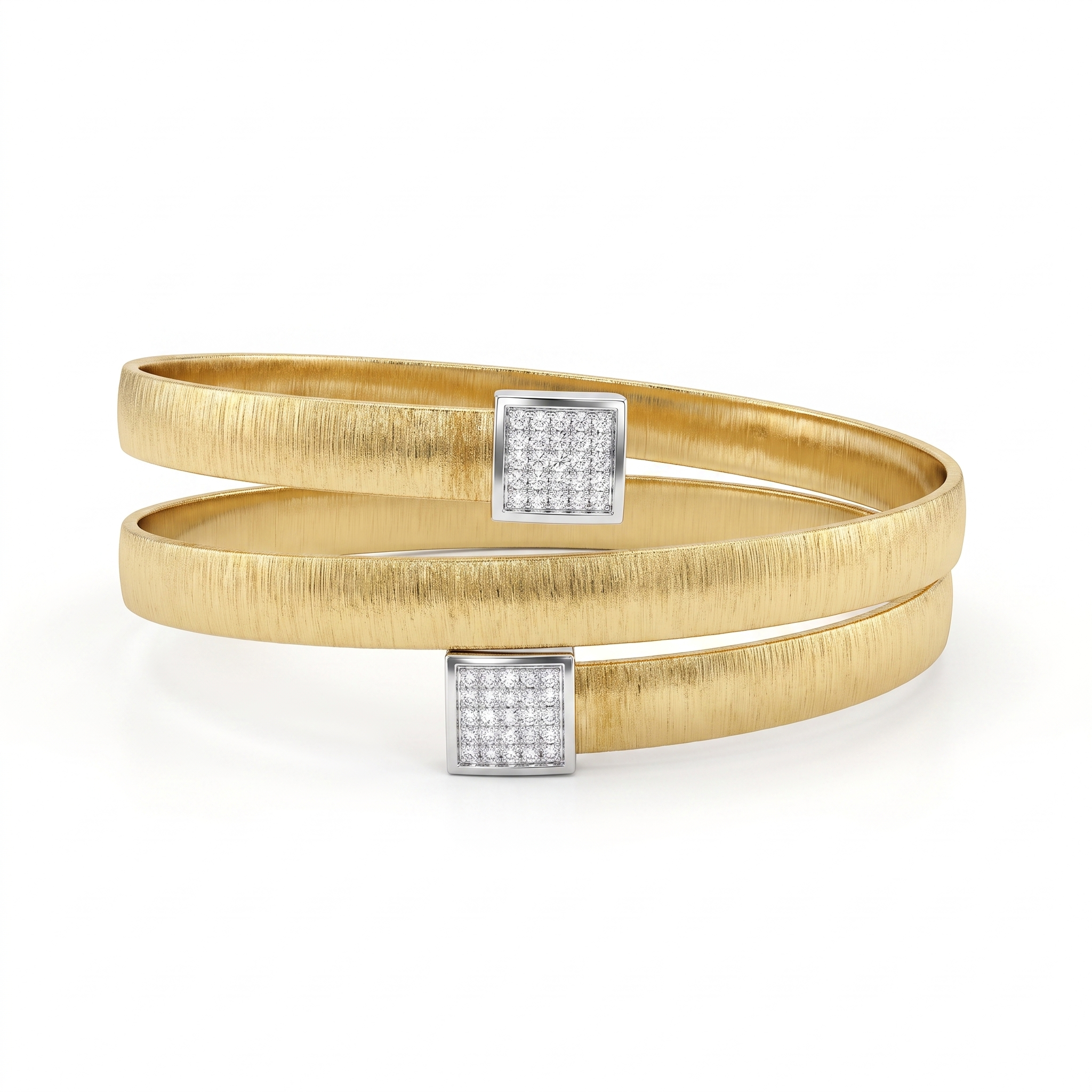 Natural Diamond Open Cuff Bangle in 18K Yellow Gold | 0.08 CT Natural Diamonds Main image