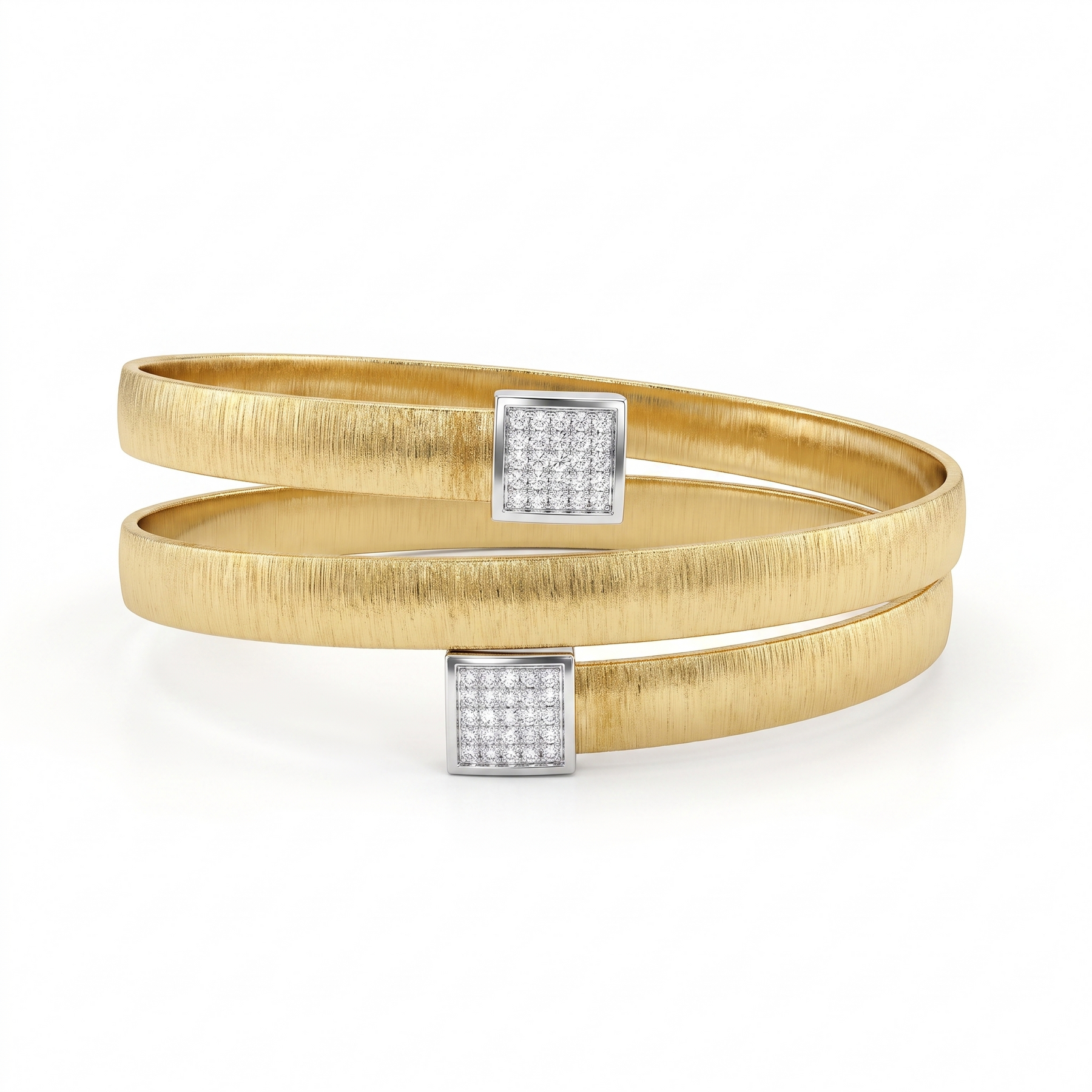 Natural Diamond Open Cuff Bangle in 18K Yellow Gold | 0.08 CT Natural Diamonds