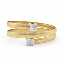 Natural Diamond Open Cuff Bangle in 18K Yellow Gold | 0.08 CT Natural Diamonds