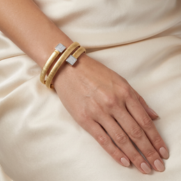 Natural Diamond Open Cuff Bangle in 18K Yellow Gold | 0.08 CT Natural Diamonds