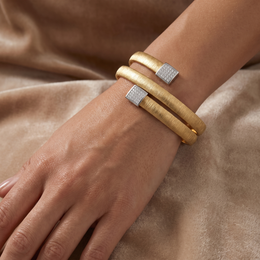 Natural Diamond Open Cuff Bangle in 18K Yellow Gold | 0.08 CT Natural Diamonds