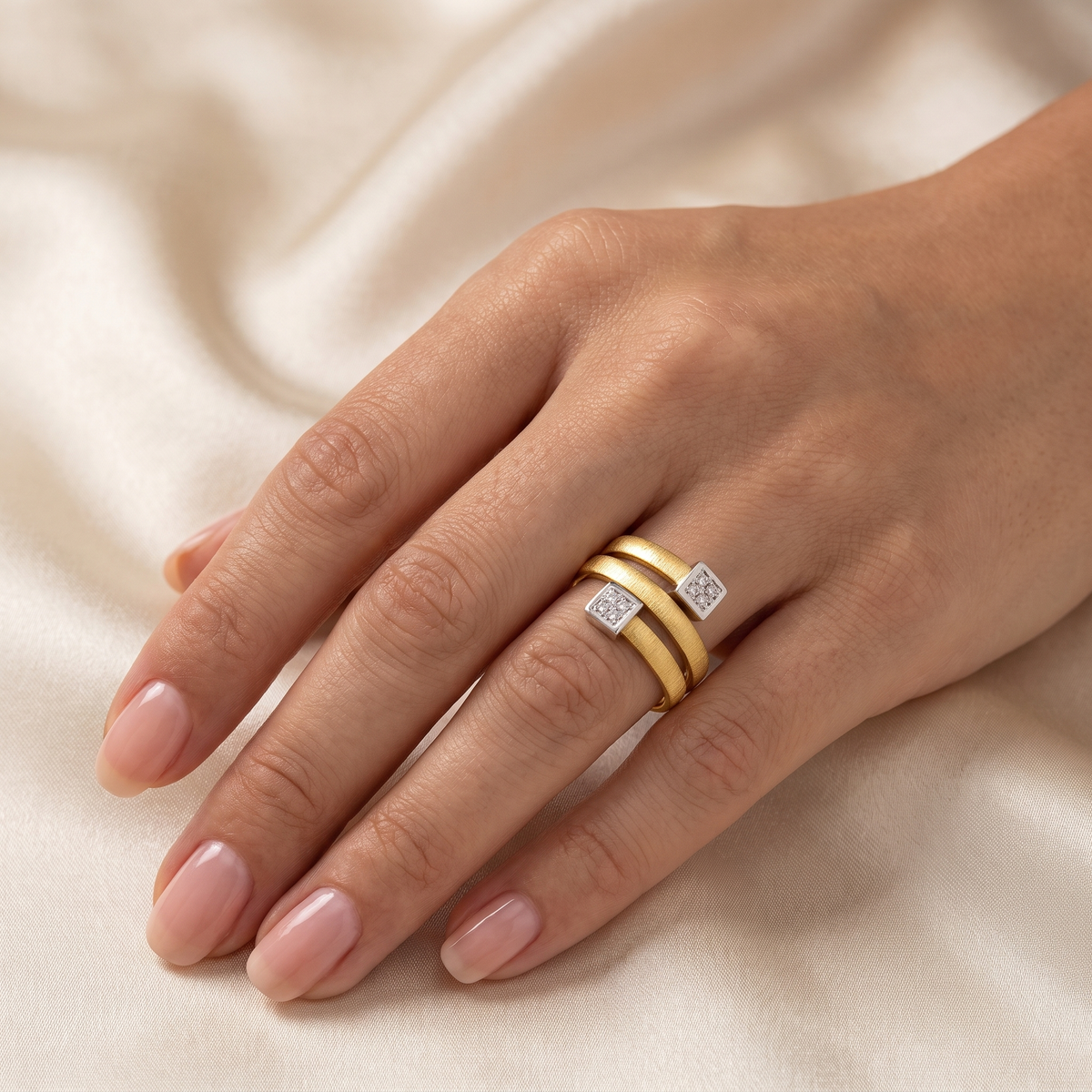 Natural Diamond Open Wrap Ring in 18K Yellow Gold | 0.225 CT Natural Diamonds