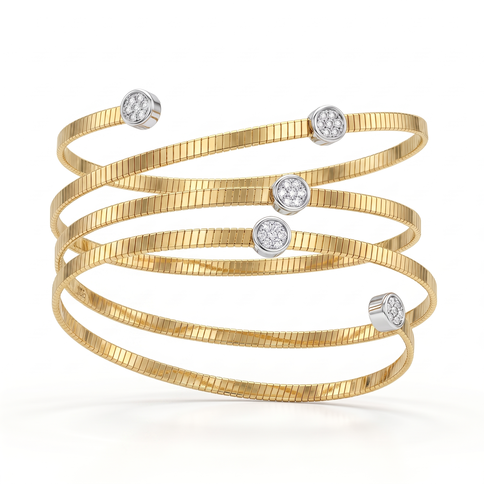 Natural Diamond Multi-Row Wrap Cuff Bangle in 18K Yellow Gold | 1.36 CT Natural Diamonds Main image