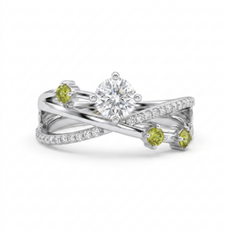 Natural White & Yellow Diamond Crossover Ring in 18K White Gold | 0.17 CT Natural Diamonds | 0.39 CT Yellow Diamonds