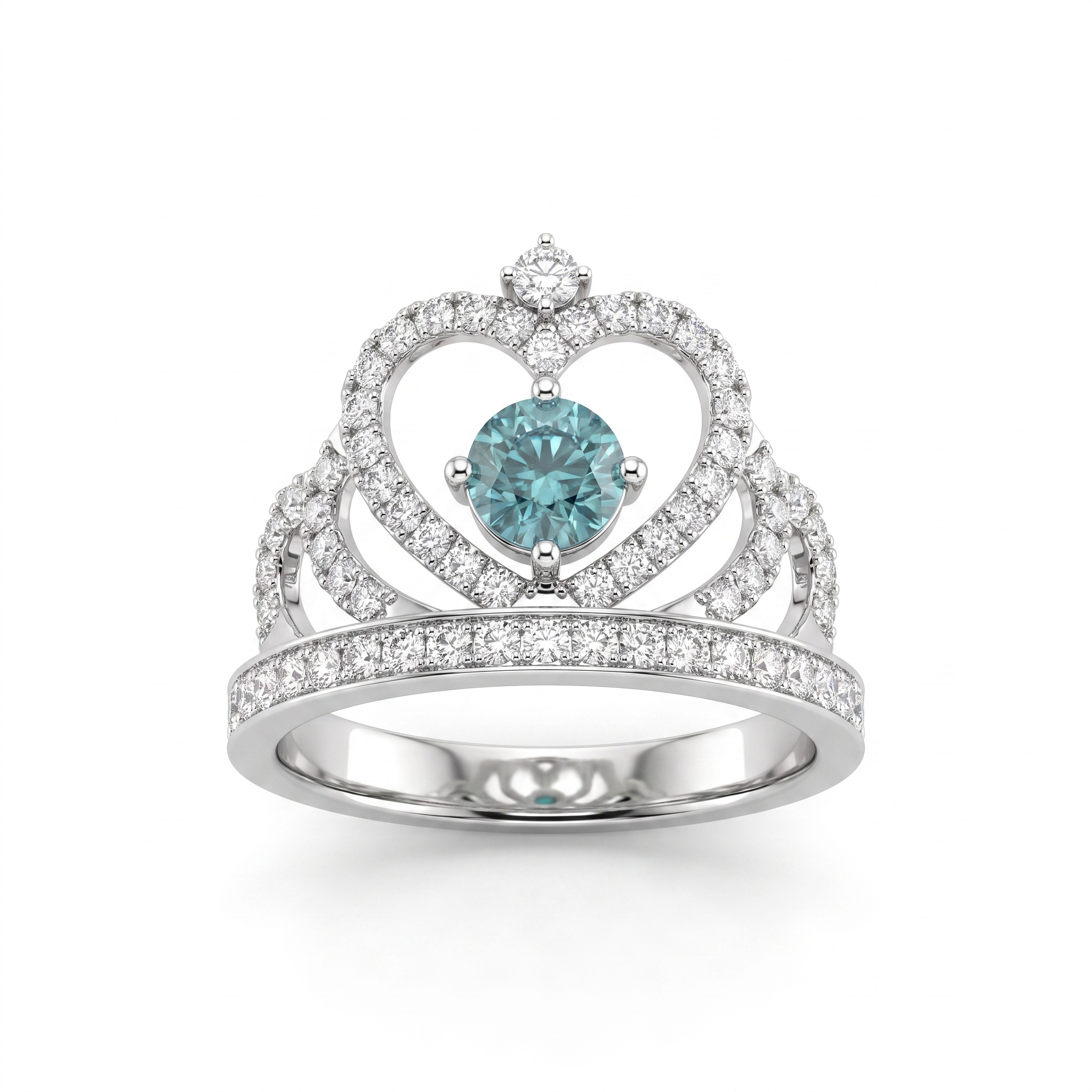Natural Bluish Green Diamond Designer Ring | 0.56 CT Center Diamond | 1.57 CT Natural Diamonds | 18K White Gold | IGI Certified | Saleh Sallom Main image