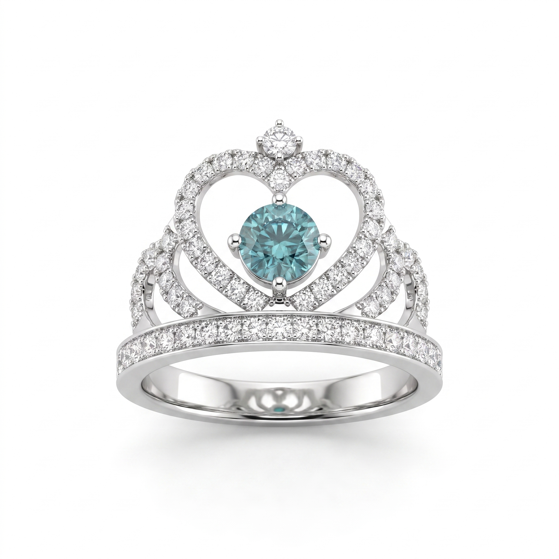 Natural Blue Diamond & Diamond Bridal Ring Set in 18K White Gold | 1.57 CT Natural Diamonds