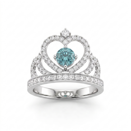 Natural Blue Diamond & Diamond Bridal Ring Set in 18K White Gold | 1.57 CT Natural Diamonds