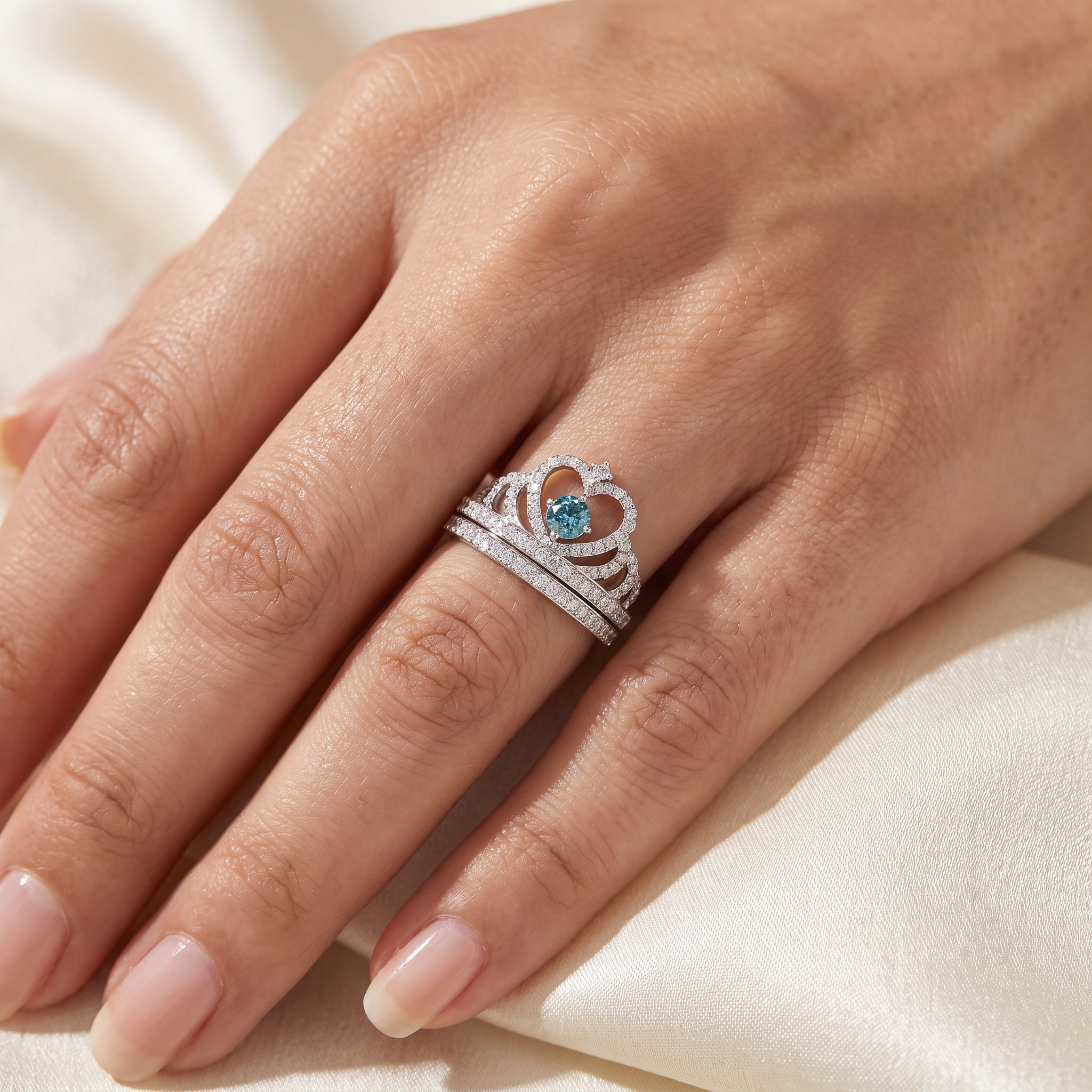 Natural Bluish Green Diamond Designer Ring | 0.56 CT Center Diamond | 1.57 CT Natural Diamonds | 18K White Gold | IGI Certified | Saleh Sallom Secondary image