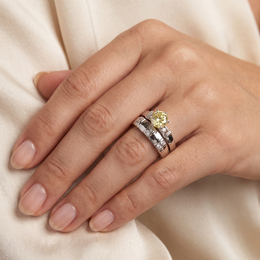 Natural Yellow Diamond Bridal Ring Set | 1.00 CT Natural Diamonds | 18K White Gold