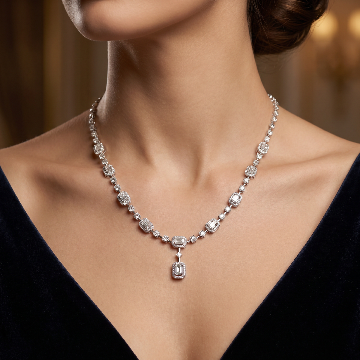 IGI Certified Lab Grown Diamond Necklace | 1.52 CT Lab Grown Diamonds | 18K White Gold