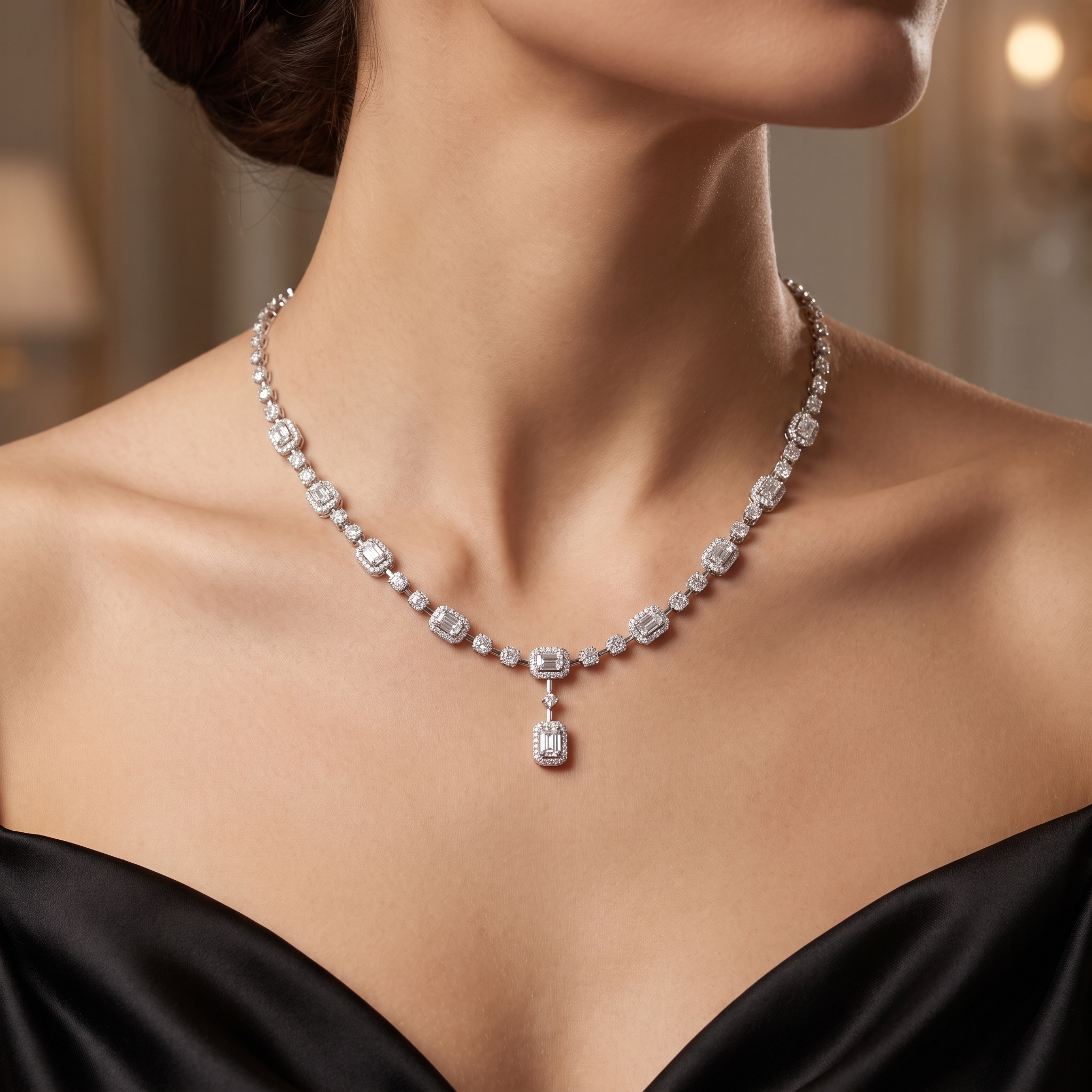 IGI Certified Lab Grown Diamond Necklace | 1.52 CT Lab Grown Diamonds | 18K White Gold Secondary image