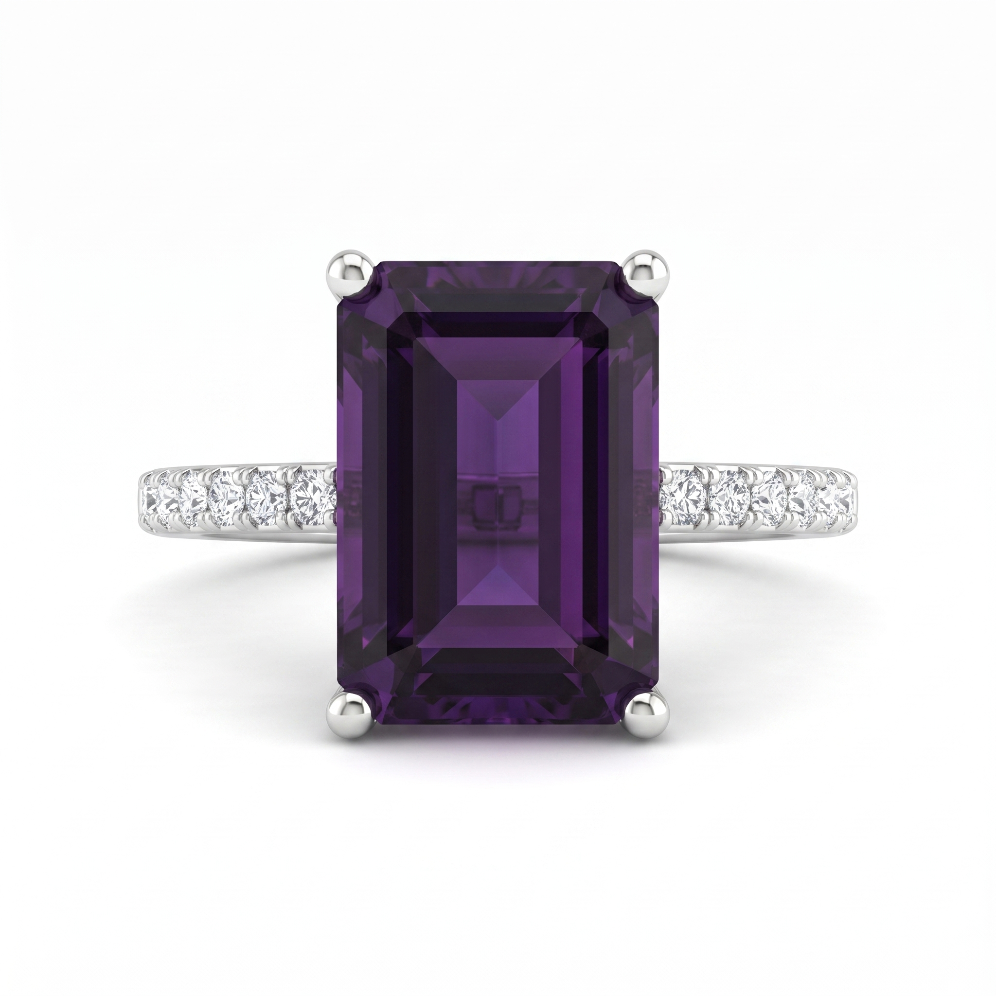 Lab Grown Purple Diamond Solitaire Ring | 0.32 CT Lab Diamond Accents | 18K White Gold Secondary image