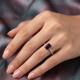 Lab Grown Purple Diamond Solitaire Ring | 0.32 CT Lab Diamond Accents | 18K White Gold