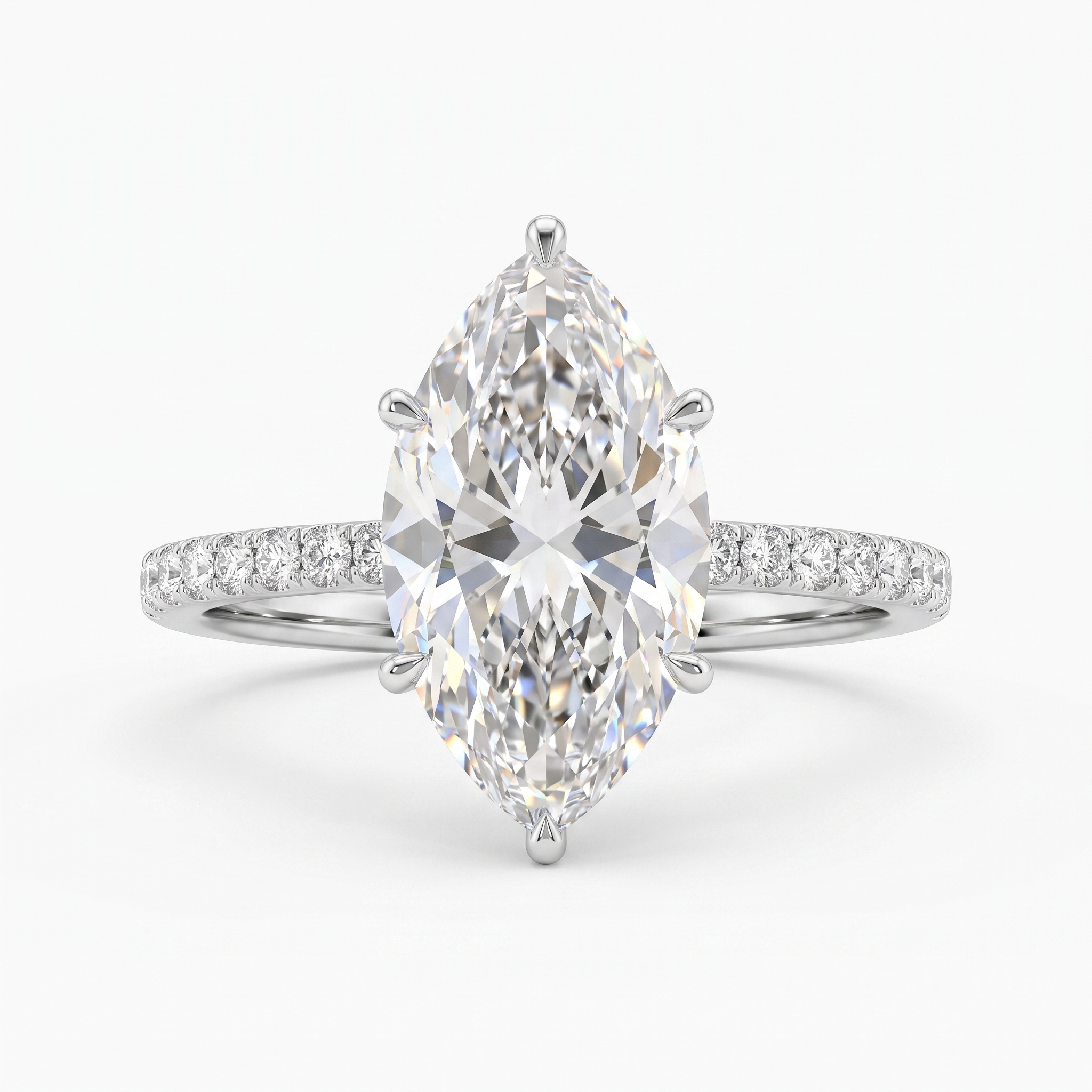 Lab Grown Marquise Diamond Solitaire Ring | 5.17 CT Lab Diamond | 18K White Gold Main image