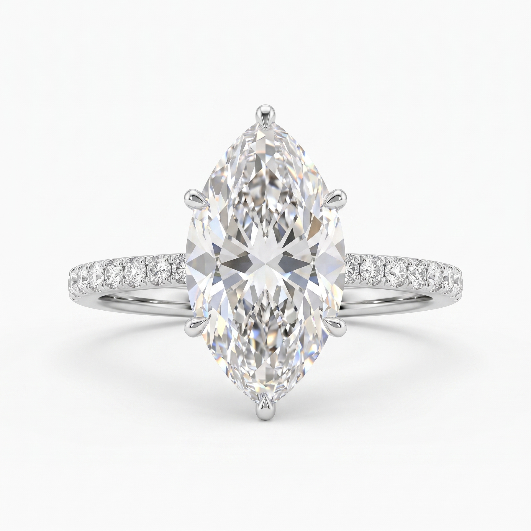 Lab Grown Marquise Diamond Solitaire Ring | 5.17 CT Lab Diamond | 18K White Gold