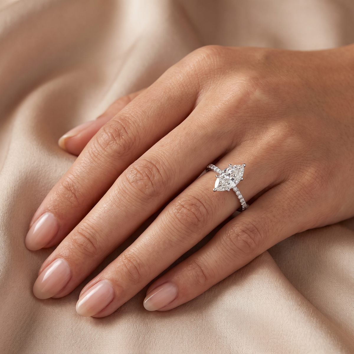 Lab Grown Marquise Diamond Solitaire Ring | 5.17 CT Lab Diamond | 18K White Gold