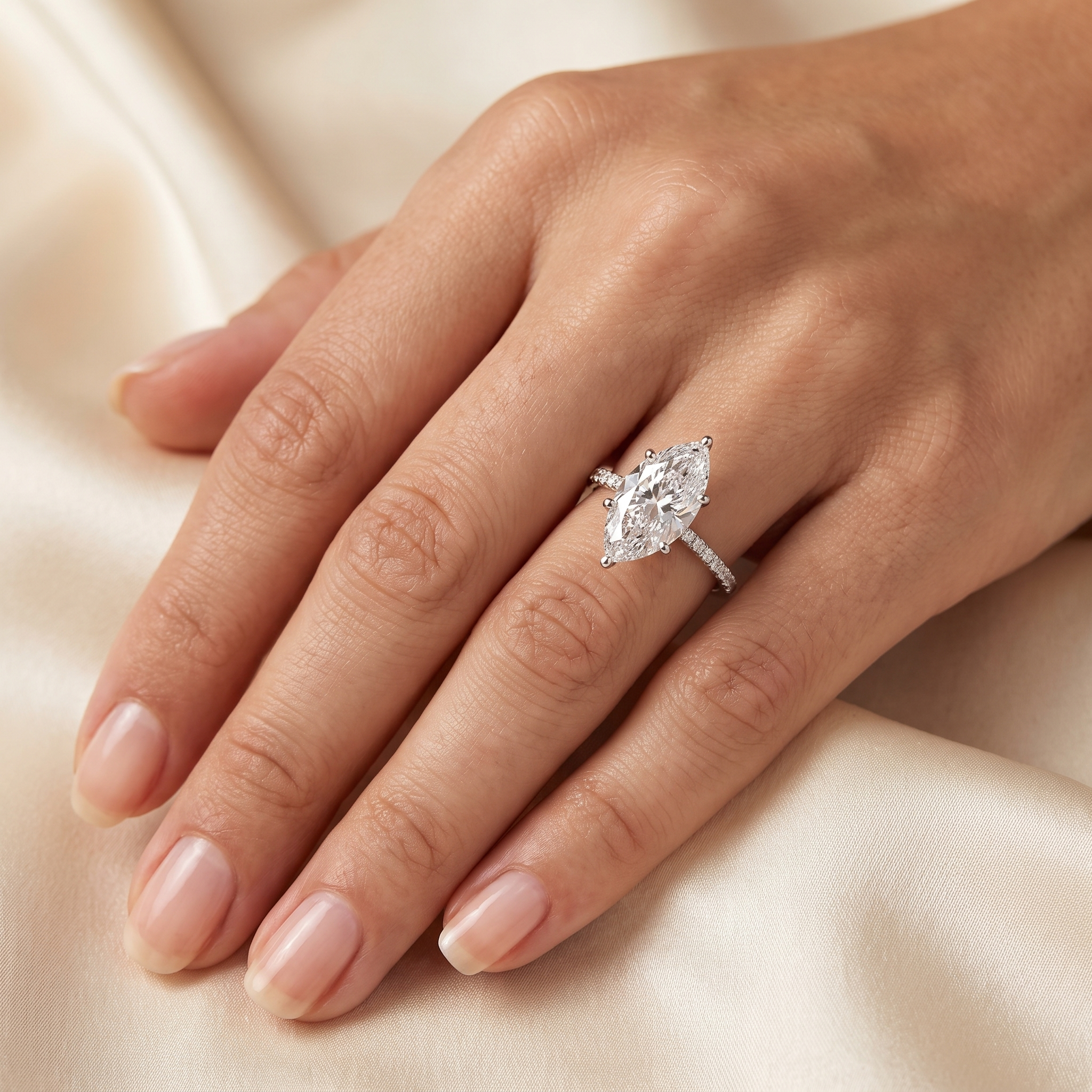 Lab Grown Marquise Diamond Solitaire Ring | 5.17 CT Lab Diamond | 18K White Gold Secondary image