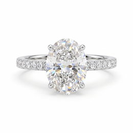 Lab Grown Oval Diamond Solitaire Ring | 3.19 CT Lab Diamond | 18K White Gold