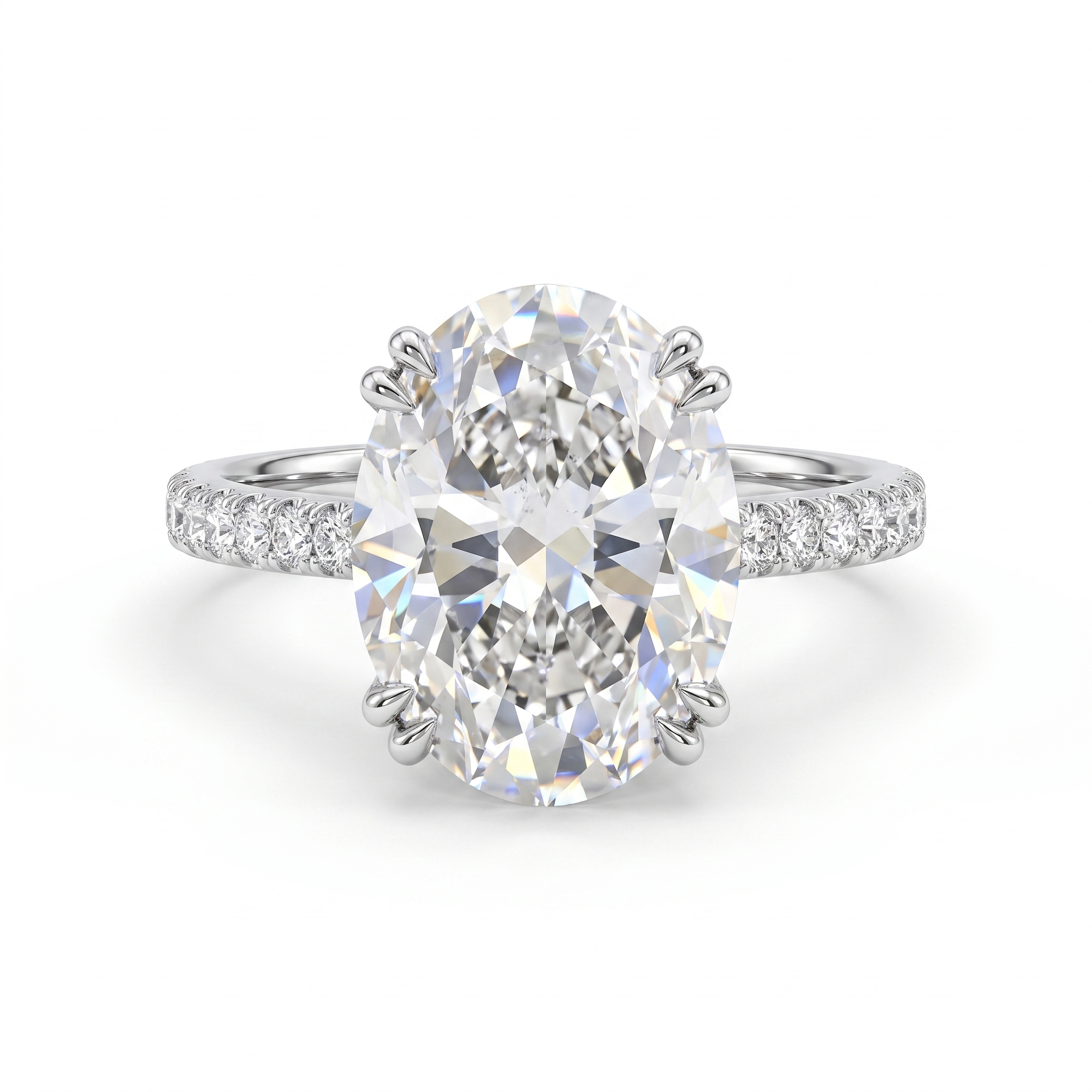 Lab Grown Oval Diamond Solitaire Ring | 3.19 CT Lab Diamond | 18K White Gold Secondary image