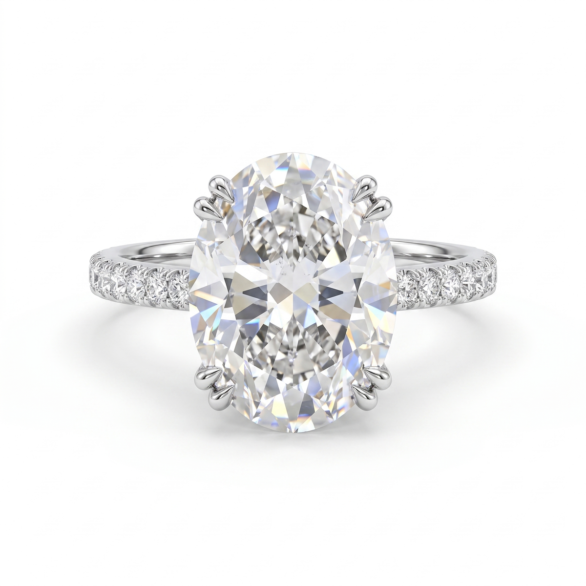 Lab Grown Oval Diamond Solitaire Ring | 3.19 CT Lab Diamond | 18K White Gold