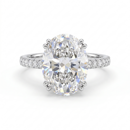 Lab Grown Oval Diamond Solitaire Ring | 3.19 CT Lab Diamond | 18K White Gold