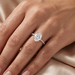 Lab Grown Oval Diamond Solitaire Ring | 3.19 CT Lab Diamond | 18K White Gold