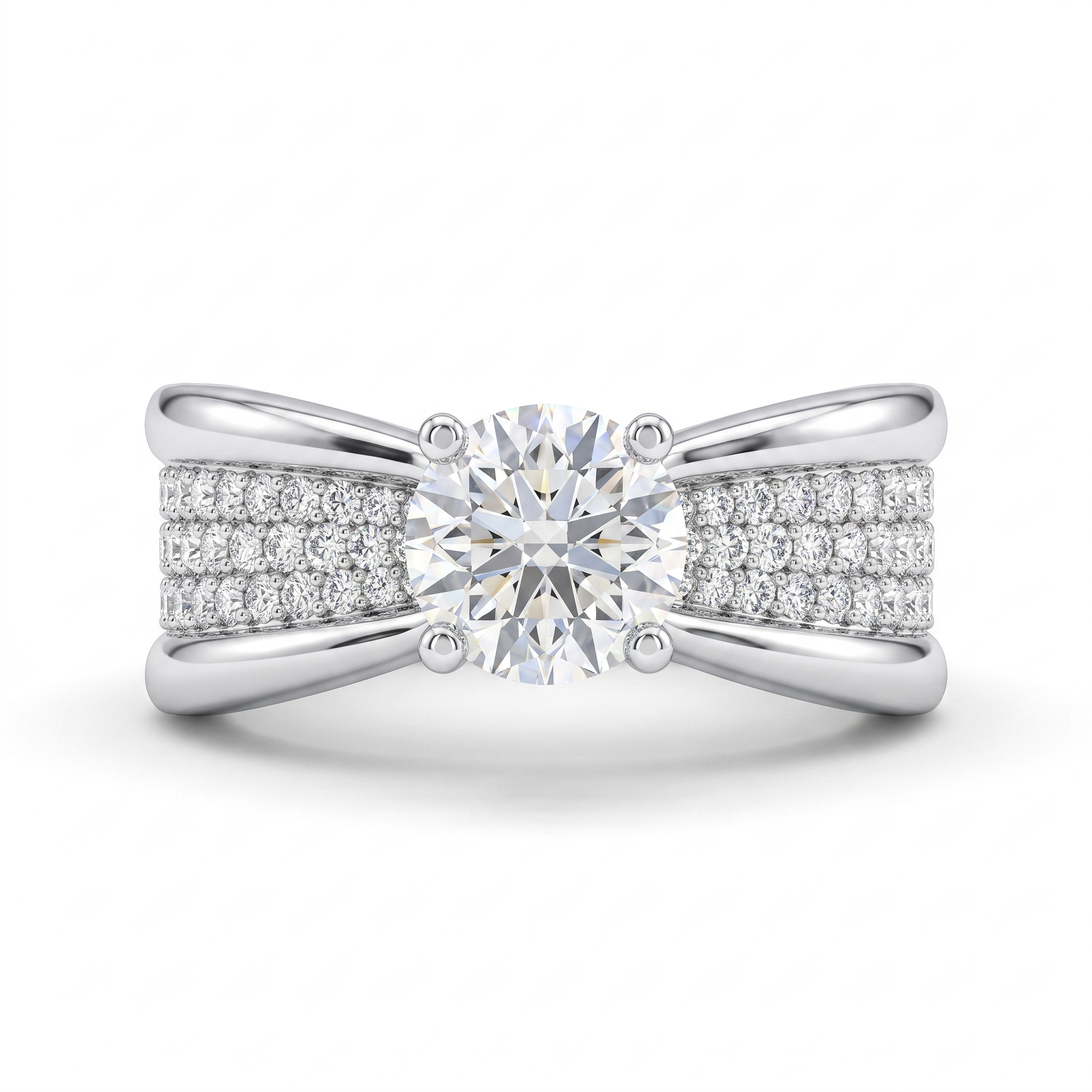 Lab Grown Diamond Pavé Solitaire Ring | 2.81 CT Lab Diamond | 18K White Gold Main image
