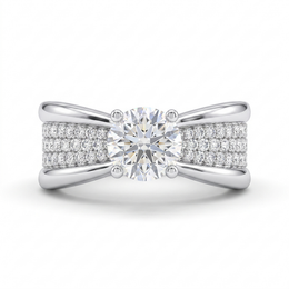 Lab Grown Diamond Pavé Solitaire Ring | 2.81 CT Lab Diamond | 18K White Gold