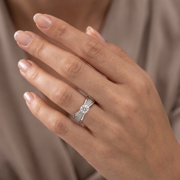Lab Grown Diamond Pavé Solitaire Ring | 2.81 CT Lab Diamond | 18K White Gold