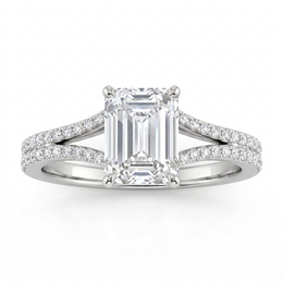 Lab Grown Emerald Cut Diamond Engagement Ring | 2.04 CT Lab Diamond | 18K White Gold