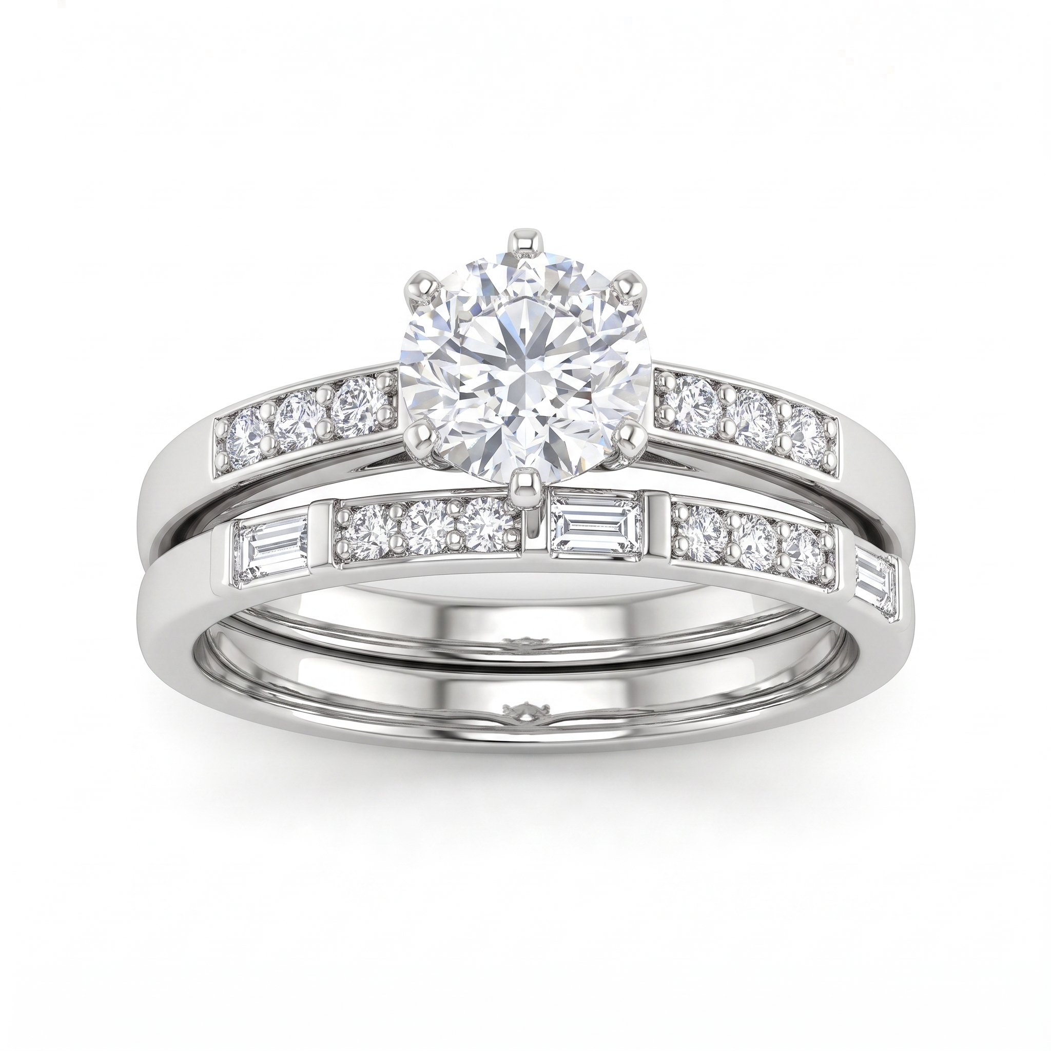 Lab Grown Diamond Bridal Ring Set | 1.01 CT Lab Diamonds | 18K White Gold Main image