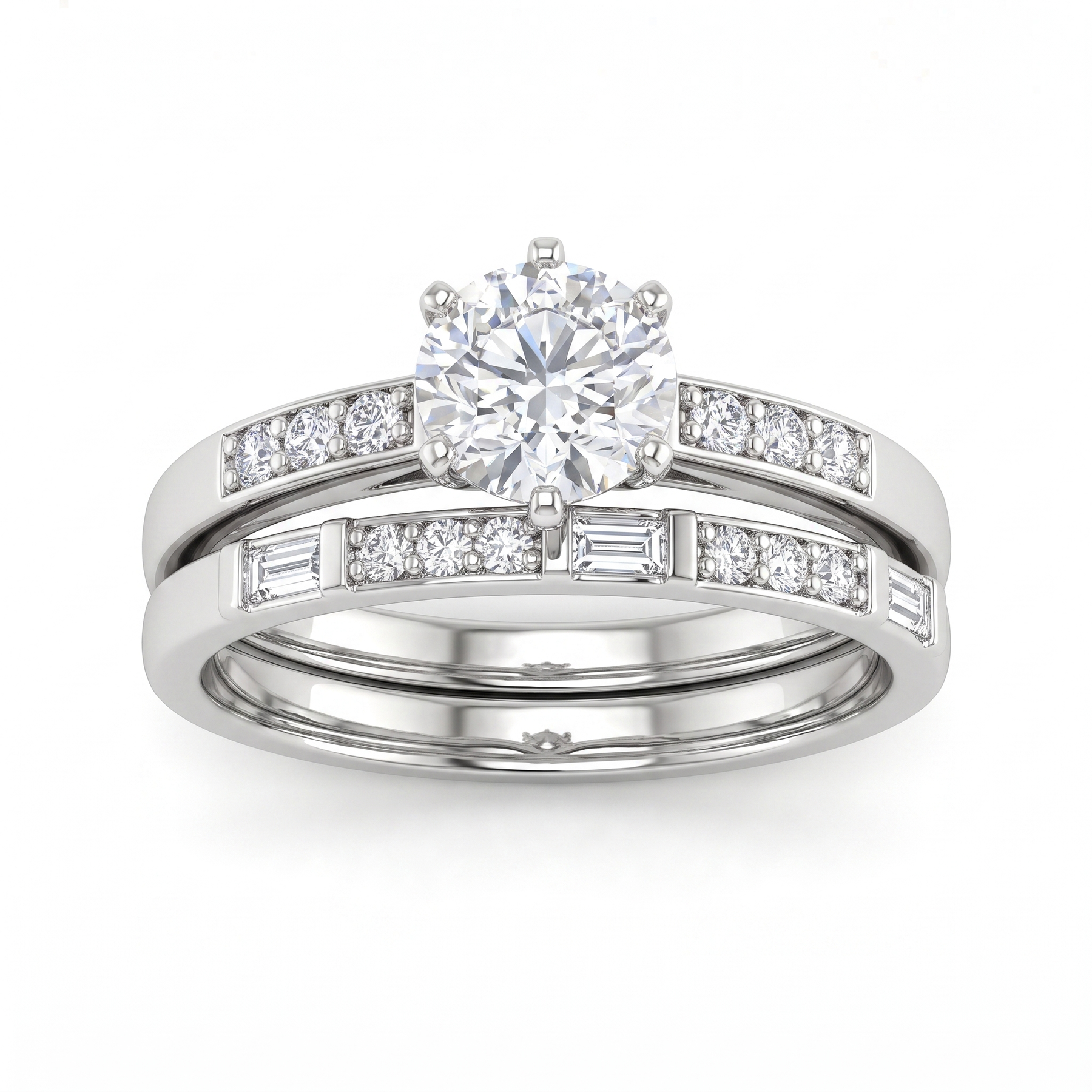 Lab Grown Diamond Bridal Ring Set | 1.01 CT Lab Diamonds | 18K White Gold